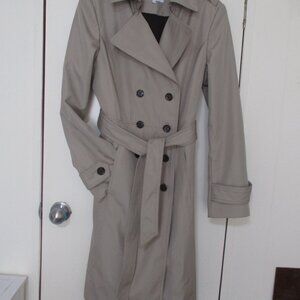 Calvin Klein Tan Double Breast Trench RAIN COAT w/epaulets Lined S